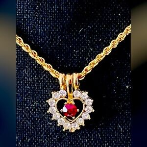 Martelli Seven Way Pendant Faux Ruby Diamond Pearl Gold Necklace Girlhoodcore